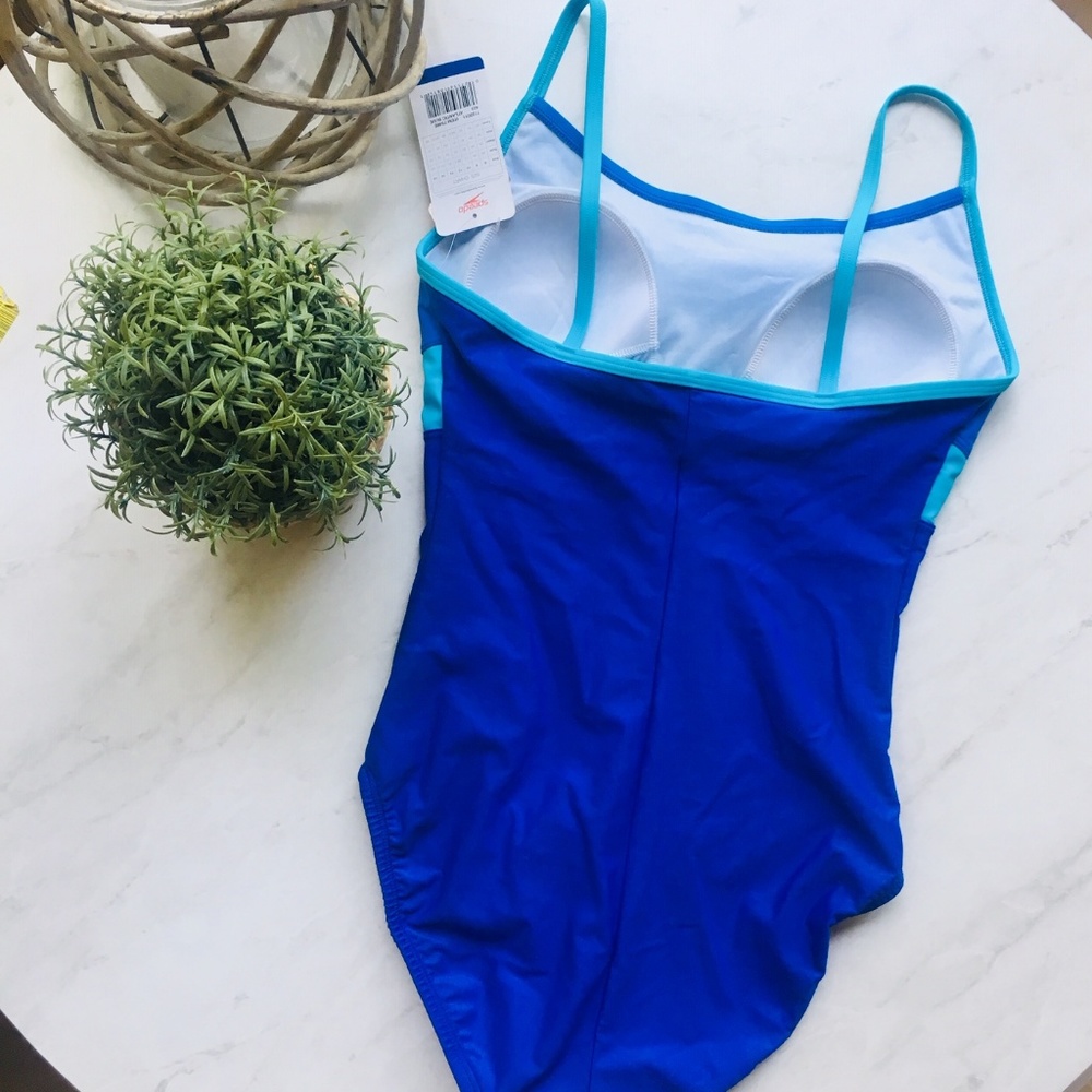 SPEEDO One Piece Colorblock Swimsuit Blue NWT NEW - Picture 6 of 6